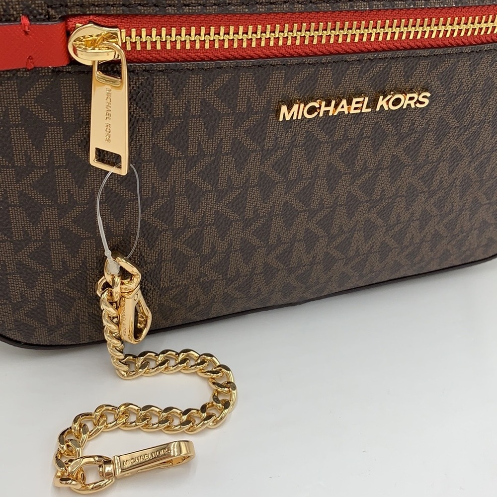 MICHAEL KORS
Jet Set Large Logo Crossbody Bag FLAME/BROWN MULTI NWT - Picture 14 of 16